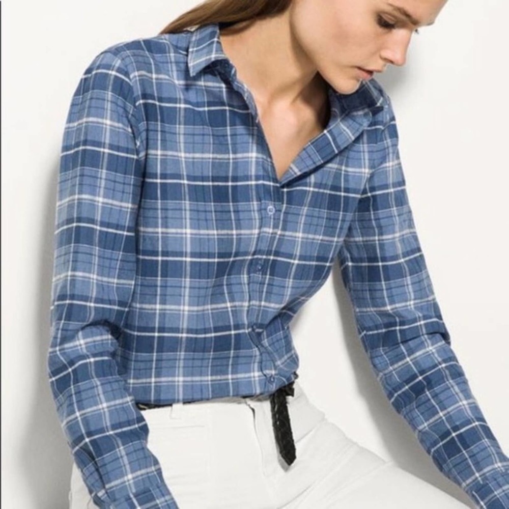 💙  Massimo Dutti plaid button down shirt 8